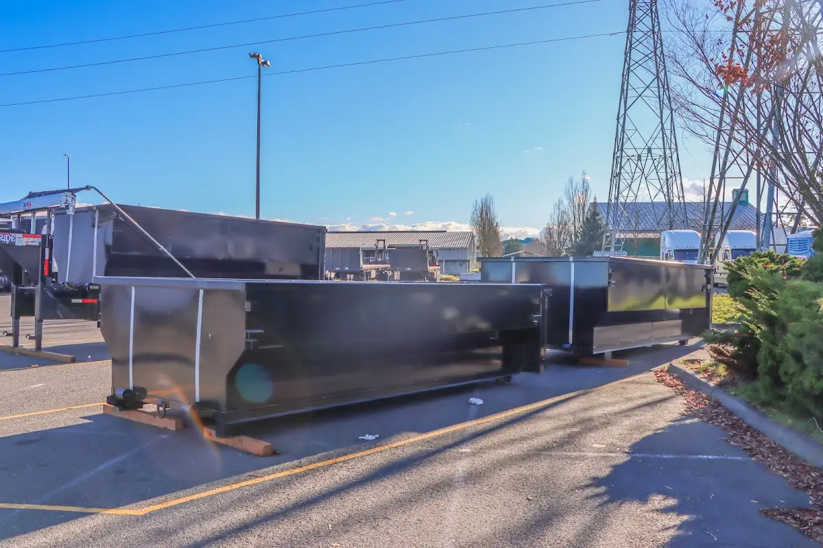 Roll-off dumpster ready for waste disposal at job site for Construction Dumpster Rental in Newberg